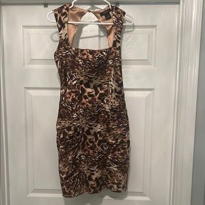 Arden B Brown Leopard Backless Dress